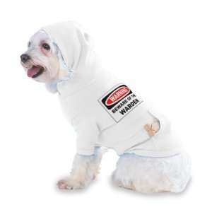 BEWARE OF THE WARDEN Hooded (Hoody) T Shirt with pocket for your Dog 