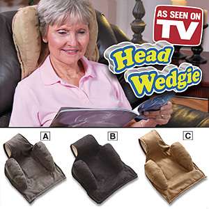 HEAD WEDGIE neck support travel wedge pillow recliner headrest AS SEEN 