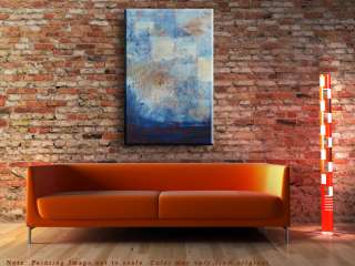 ORIGINAL ABSTRACT PAINTING BLUE WHITE TEXTURED  ANNA K  