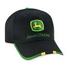   DEERE BLACK TWILL HAT, WITH GREEN/YELLOW ACCENT ON VISOR, BRAND NEW