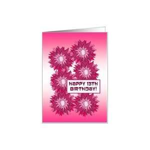   Happy13th Birthday   Hot Pink Crazy Chrysanthemums Card Toys & Games