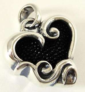 HEART TATTOO STINGRAY INLAY STERLING 925 SILVER PENDANT  