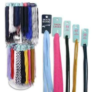  Shoe Laces, Assorted Colors and Sizes in Display Case Pack 