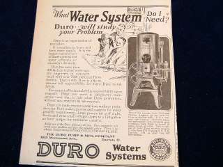J836 1925 DURO Pump Co Water System Ad Dayton OH  