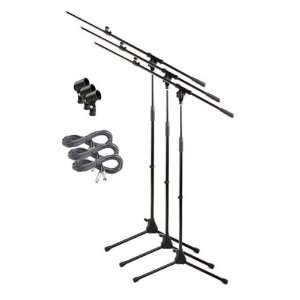  3 Pack Adjustable Tripod Boom Microphone Stand with 3 