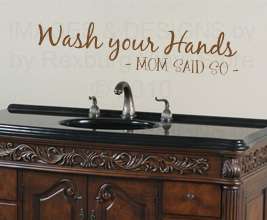 Wash Your Hands Mom Vinyl Wall Sticker Art Inspirational Decal 