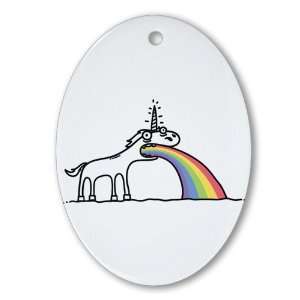  Ornament (Oval) Unicorn Vomiting Rainbow 