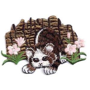  Cats Cat, Fence,Flowers  Iron On Embroidered Applique 