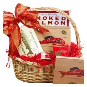 Smoked Salmon Seafood Lovers Red Gourmet Food Gift Basket   Great for 
