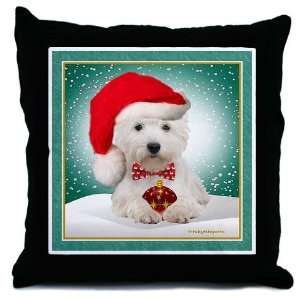  Westie Santa Paws Dogs Throw Pillow by 