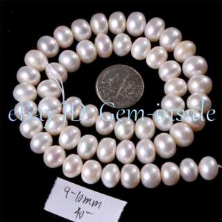 10mm intense white color natural freshwater pearl beads strand 15 