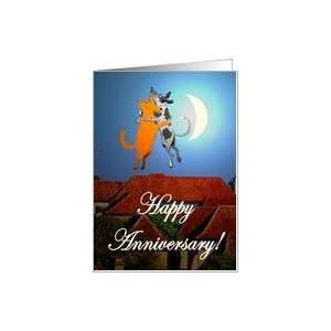 Happy Anniversary,for husband, two dogs jumping, humor. Card