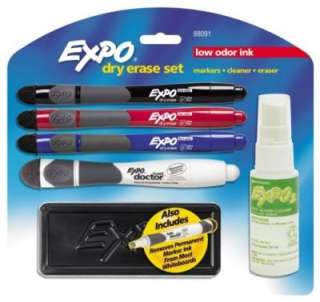 Expo Grip Low Odor Dry Erase Kit Markers Eraser Cleaner 071641880917 