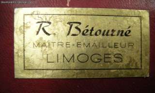 Limoges Enamel Plaque Original Antique Wood Frame  