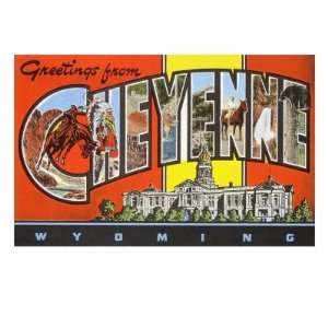  Greetings from Cheyenne, Wyoming Giclee Poster Print 