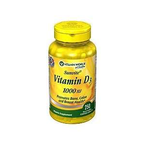  Vitamin World Sunvite Vitamin D 1000 I.U., 250 Softgels 