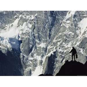  A Climber Silhouetted against Mountains in the Karakoram 