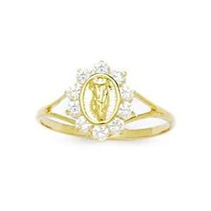   Gold CZ Size 5.5 Virgin Mary Childrens Ring   JewelryWeb Jewelry