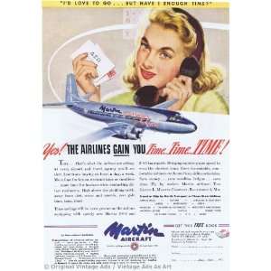  1947 Martin Aircraft Airlines Vintage Ad 
