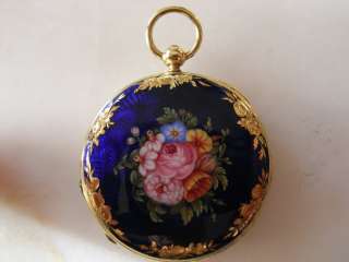 ANTIQUE WONDERFUL POCKET WATCHES 18K GOLD WITH ENAMELED PICTURES 
