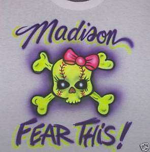 FASTPITCH SOFTBALL AIRBRUSHED SKULL TEE ADULT SIZES  