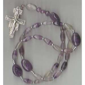  Anglican Rosary of Amethyst & Florite, St. Francis Cross 