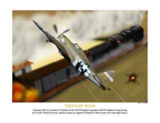 Touch of Texas Tuskegee Airmen P 47 Thunderbolt Print by Jerry 