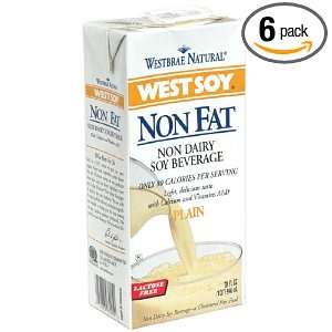 Westsoy Soy Milk Plain Non Fat, Gluten Free, 32 ounces (Pack of6)