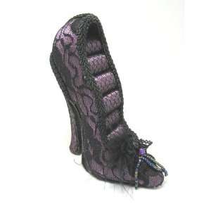  Victorian Lace Shoe Ring Holder   Purple 