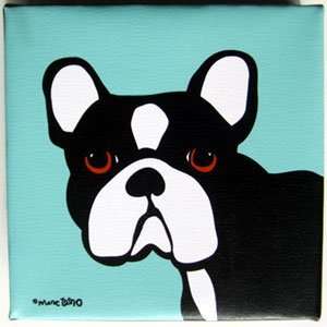  Frenchie on Blue by Marc Tetro. Giclee on Fine Art 