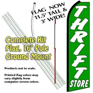 THRIFT STORE Swooper Feather AD Banner Flag Kit (Flag, Pole, & Ground 