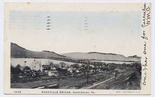 1902 HARRISBURG PA Rockville RAILROAD BRIDGE Train Tracks Houses 