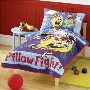   Spongebob Squarepants Pillow Fight 4 piece Toddler Bedding Set Baby