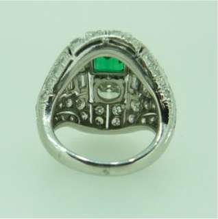 Vintage Platinum Ring Diamond VVS FG color and Emerald  