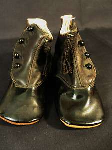 WONDERFUL VICTORIAN ERA CHILDS BUTTON UP SHOES, BLACK LEATHER w 