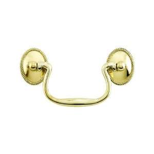  3 1/2 On Center Solid Brass Swan Neck Bail Pull With Oval 