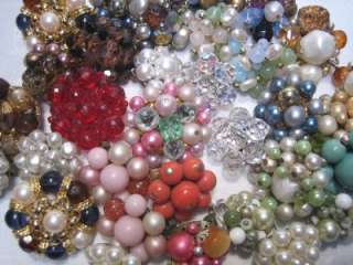 VINTAGE Beaded Clip EARRING Jewelry Lot   PAIRS & Singles  