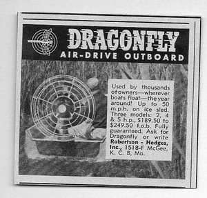 1959 Vintage Ad Dragonfly Air Drive Outboard Motor Kansas City,MO 