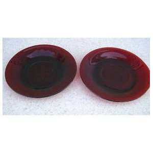   Vintage Royal Ruby Depression Glass 6 Saucers 