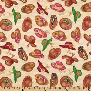  44 Wide Mrs Greenthumb Gardening Hats Tan Fabric By The 