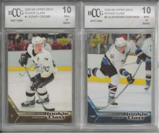   UD ROOKIE CLASS SIDNEY CROSBY & ALEXANDER OVECHKIN BGS BCCG 10 MINT+