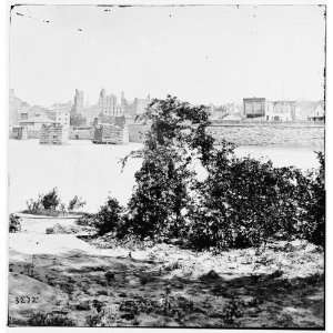 com Civil War Reprint Richmond, Va. Ruins of Mayos Bridge; the city 