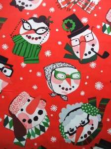 Alexander Henry Snow Fogies Snowman Christmas Fabric Yd  