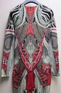  Alexander Mcqueen Snake Red Tan Abstract Art Kaleidoscope Knit Dress 