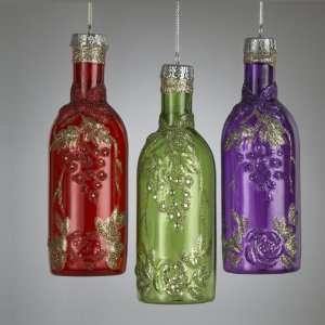  Pack of 6 Tuscan Winery Glitter Molded Glass Wine Bottle 