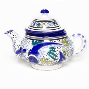 Tunisian Ceramic Aqua Fish Teapot 