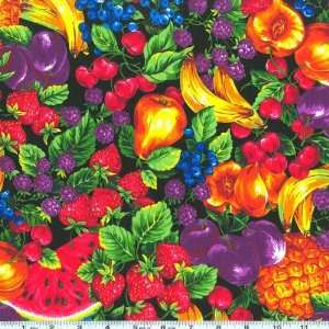   Fruitti Loose Fruit Black Fabric By The Yard Arts, Crafts & Sewing