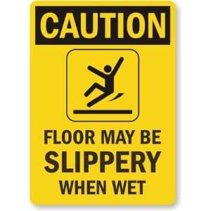 Caution Floor May Be Slippery When Wet (with Graphic) Aluminum Sign 