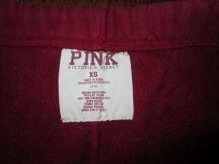 VICTORIAS SECRET LOVE PINK SWEAT PANTS XS XSMALL Red Pink Vintage 