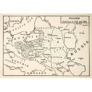  1916 Lithograph Poland Map Polish Polska Russia Austria 